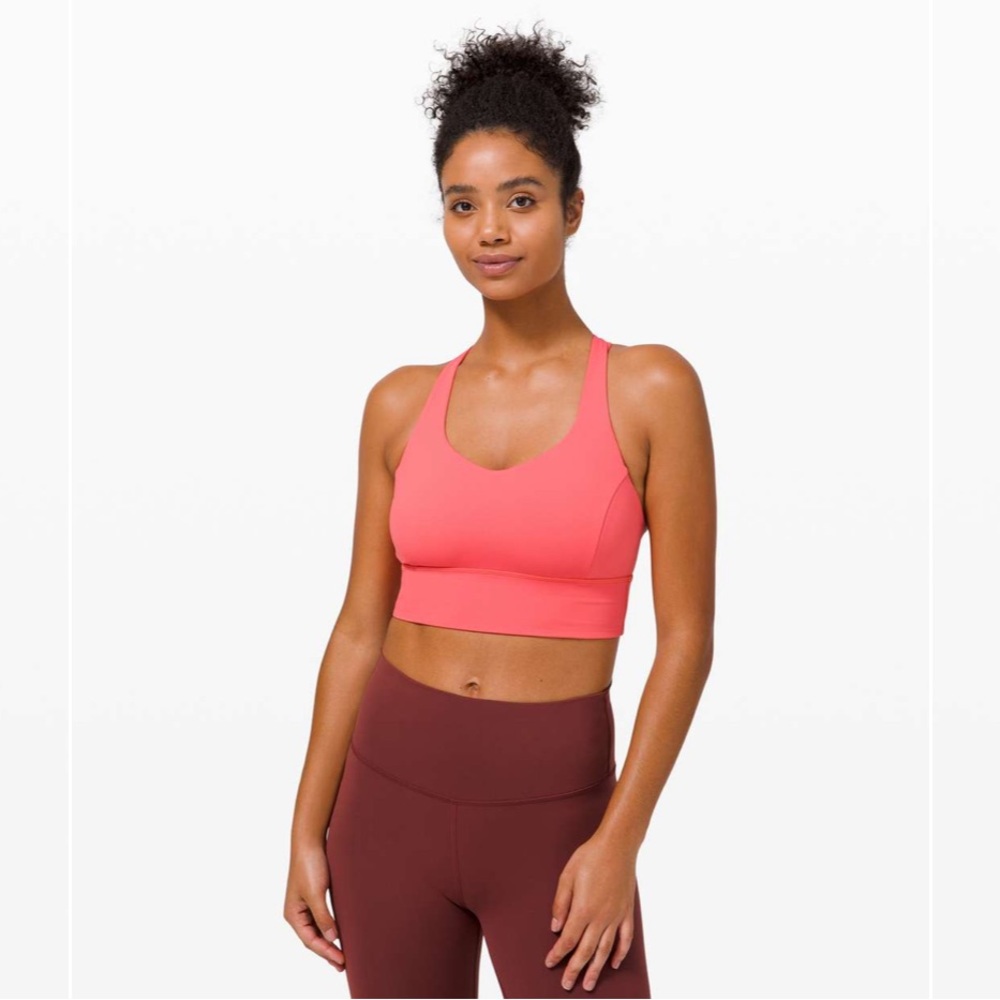 LULULEMON FREE TO BE SERENE LONG LINE BRA C/D WATERMELON RED